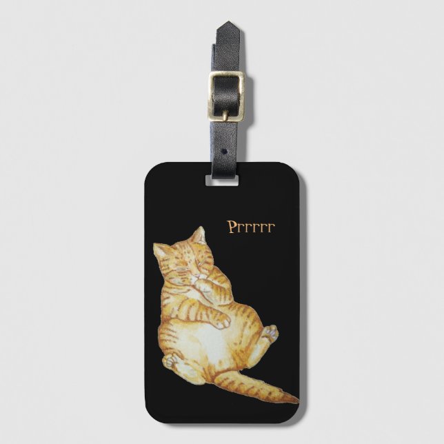 Etiqueta Para Maletas gato lindo durmiendo jengibre (Anverso vertical)