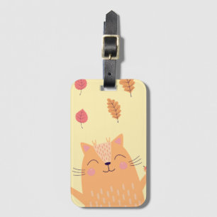 Etiqueta Para Maletas Gato naranja jengibre lindo jugando en hojas de ot