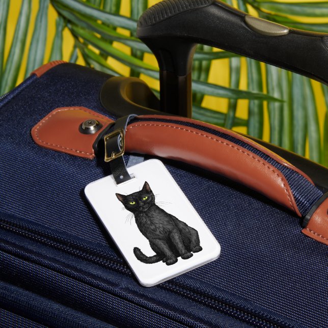 Etiqueta Para Maletas Gato negro (Anverso In situ 1)