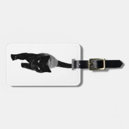 Etiqueta Para Maletas Gato negro en la nieve