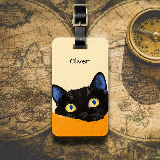 Etiqueta Para Maletas Gato Negro Espiando (Subido por el creador)