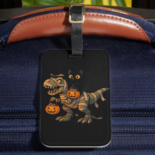Etiqueta Para Maletas Gato Negro Montando T-Rex Momia – Dino Cute de Hal