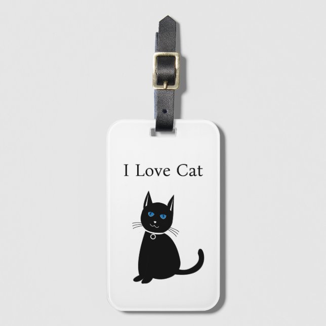 Etiqueta Para Maletas Gato negro personalizado (Anverso vertical)