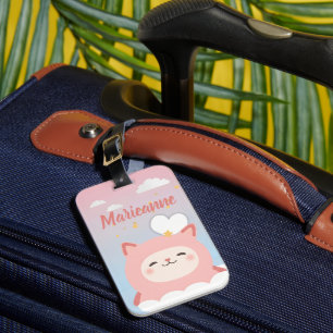 Etiqueta Para Maletas Gato rosa Kawaii lindo