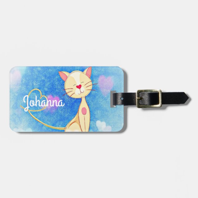 Etiqueta Para Maletas Gato soñador (Frente Horizontal)