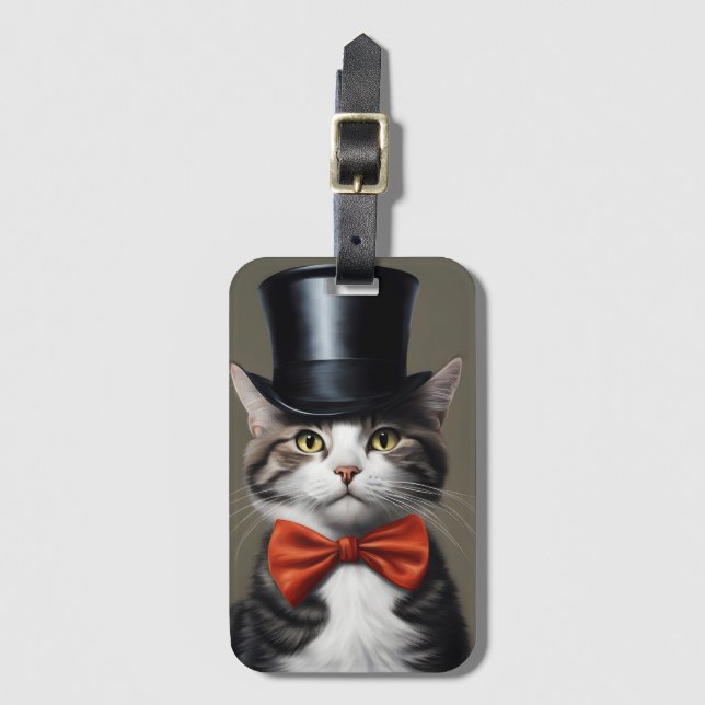 Etiqueta Para Maletas Gato victoriano (Anverso vertical)