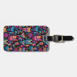 Etiqueta Para Maletas Gatos abstractos coloridos