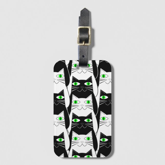 Etiqueta Para Maletas Gatos blancos y negros (Anverso vertical)