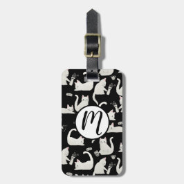 Etiqueta Para Maletas Gatos malos tocando cosas, gatos blancos sobre neg