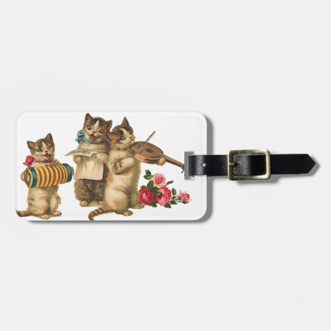 Etiqueta Para Maletas Gatos musicales (Frente Horizontal)