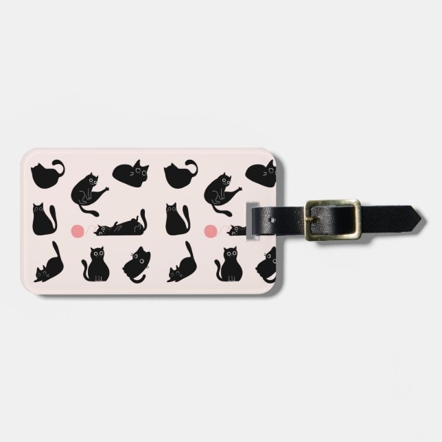 Etiqueta Para Maletas Gatos negros tontos (Frente Horizontal)