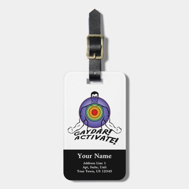Etiqueta Para Maletas ¡Gaydar! ¡Active! Gay del arco iris (Frente Vertical)