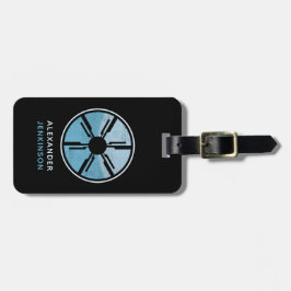 Etiqueta Para Maletas Geek SciFi Distresor Espacio Futurista Azul Ombre