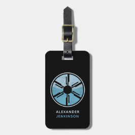 Etiqueta Para Maletas Geek SciFi Distresor Espacio Futurista Azul Ombre