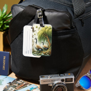 Etiqueta Para Maletas Geese elegante en la vegetación de árboles silvest