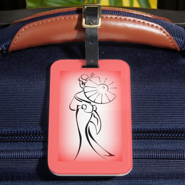 Etiqueta Para Maletas Geisha Silhouette Red Edge (Anverso In situ 2)