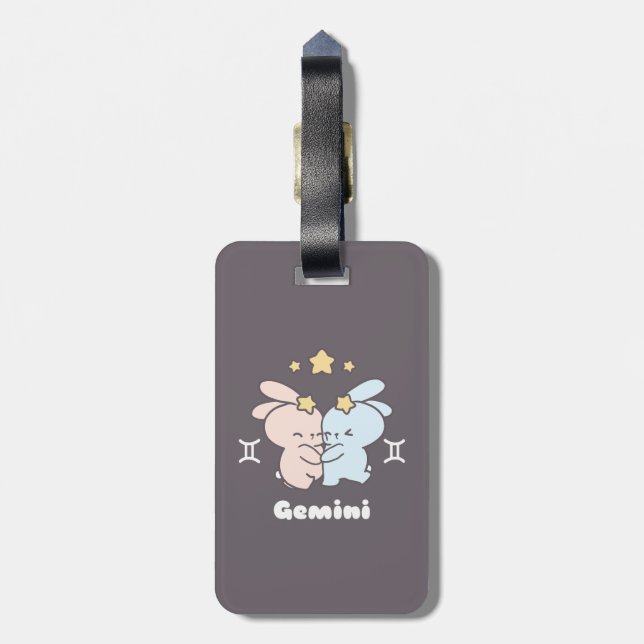 Etiqueta Para Maletas Gemini Bunnies Cuddle - Armonía Zodiaca (Atrás Vertical)