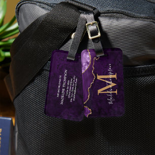 Etiqueta Para Maletas Genograma de agato de diseño morado monograma