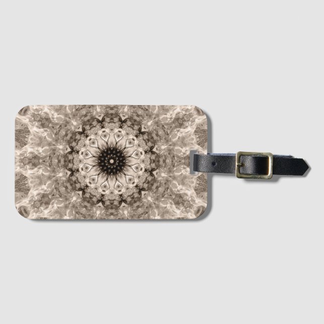 Etiqueta Para Maletas geométrico, beige, marrón, mandala (Anverso horizontal)