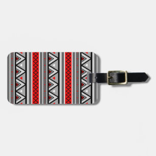 Etiqueta Para Maletas Geométrico, rojo, negro y gris del suroeste modern