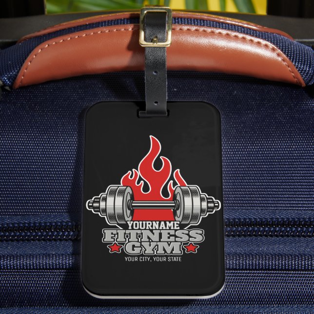 Etiqueta Para Maletas Gimnasio Dumbbell Lifting Personalizado (Anverso In situ 2)