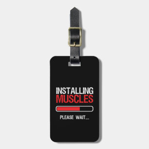 Etiqueta Para Maletas Gimnasio Fitness Body Builder Instalación Músculo
