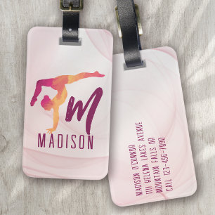 Etiqueta Para Maletas Gimnasta rosa personalizado