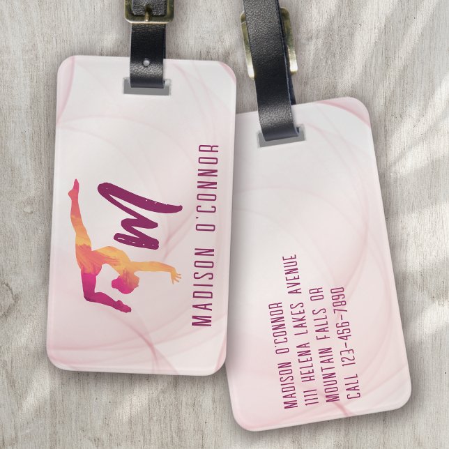 Etiqueta Para Maletas Gimnasta rosa personalizado (Subido por el creador)