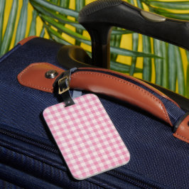 Etiqueta Para Maletas Gingham Rosa Bebé