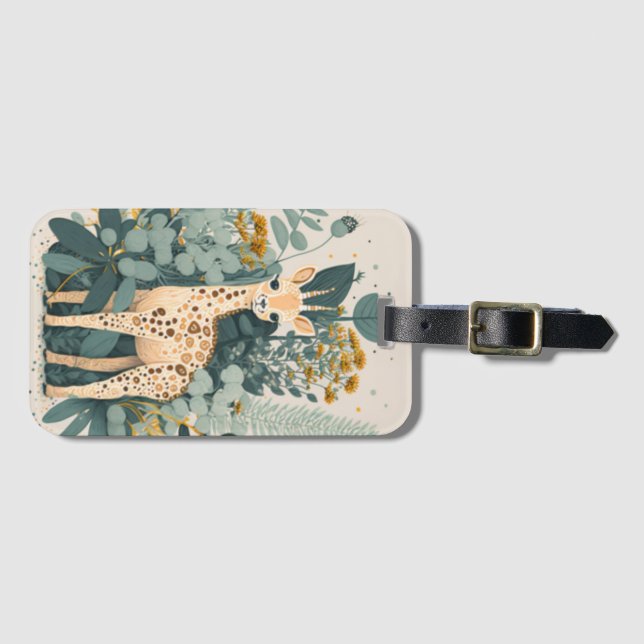 Etiqueta Para Maletas Girafa floral (Anverso horizontal)