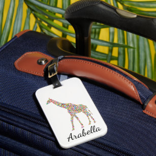 Etiqueta Para Maletas Girafa multicoloreada personalizada y elegante