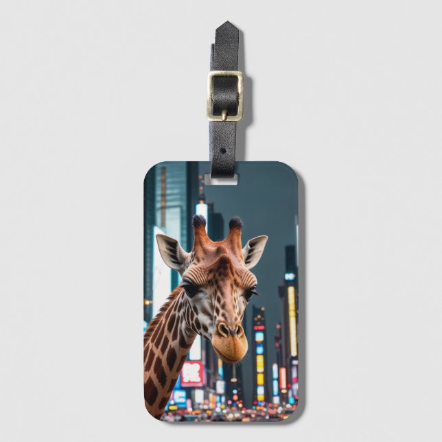 Etiqueta Para Maletas Giraffe en Times Square (Anverso vertical)