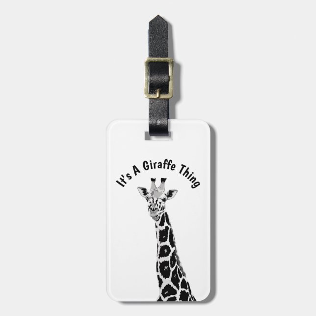 Etiqueta Para Maletas Giraffe Thing Black Gray Digital Art (Frente Vertical)