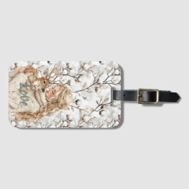 Etiqueta Para Maletas Girl with Deer Christmas