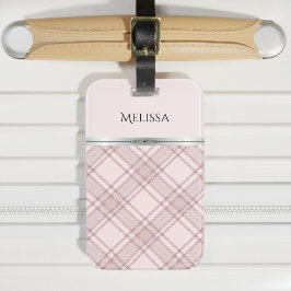 Etiqueta Para Maletas Girly Chic and Soft Pink Plaid Travel Gear