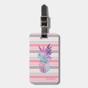 Etiqueta Para Maletas Girly Cute Pineapple, Stripes