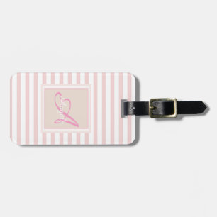 Etiqueta Para Maletas Girly Pink Stripe Monograma-Personalizado