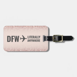 Etiqueta Para Maletas Girly Rosa Purpurina de oro Personalizado Código d