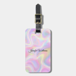 Etiqueta Para Maletas Girly Vibrant Pastel Holographic Swirl Design     