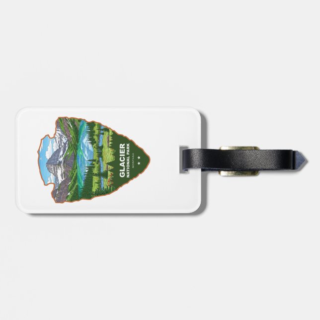 Etiqueta Para Maletas Glacier National Park Montana Arrowhead (Atrás Horizontal)