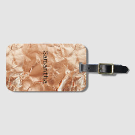 Etiqueta Para Maletas Glam de oro Peach Rosa