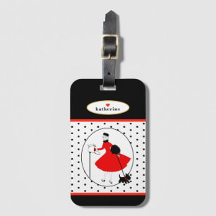 Etiqueta Para Maletas Glam Modern Retro Lady con Scottie Dog Travel