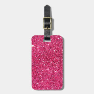 Etiqueta Para Maletas Glamour Purpurina rosa caliente