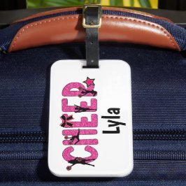 Etiqueta Para Maletas Glitter animador rosado Cheerader Personalizado