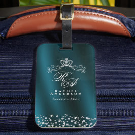 Etiqueta Para Maletas Glittering Crown Monograma Green