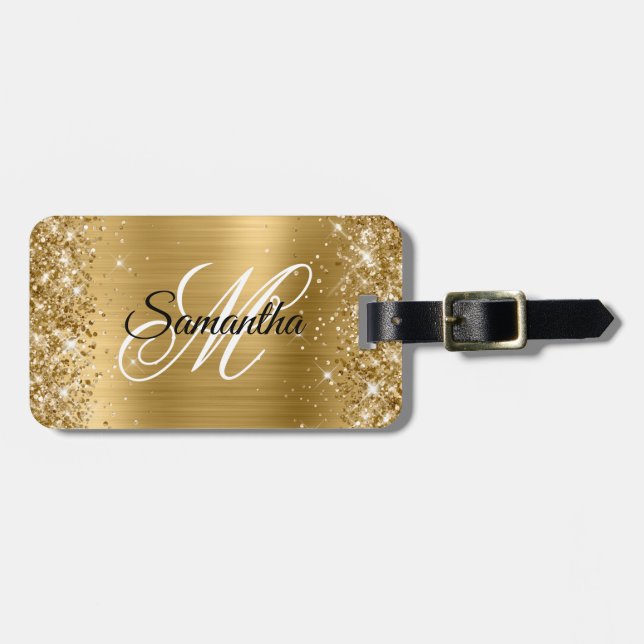 Etiqueta Para Maletas Glittery Gold Foil (Frente Horizontal)