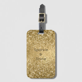 Etiqueta Para Maletas Glitzy Gold Glam Purpurina Sparkle     