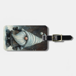 Etiqueta Para Maletas Gnome de invierno en un bosque nevado