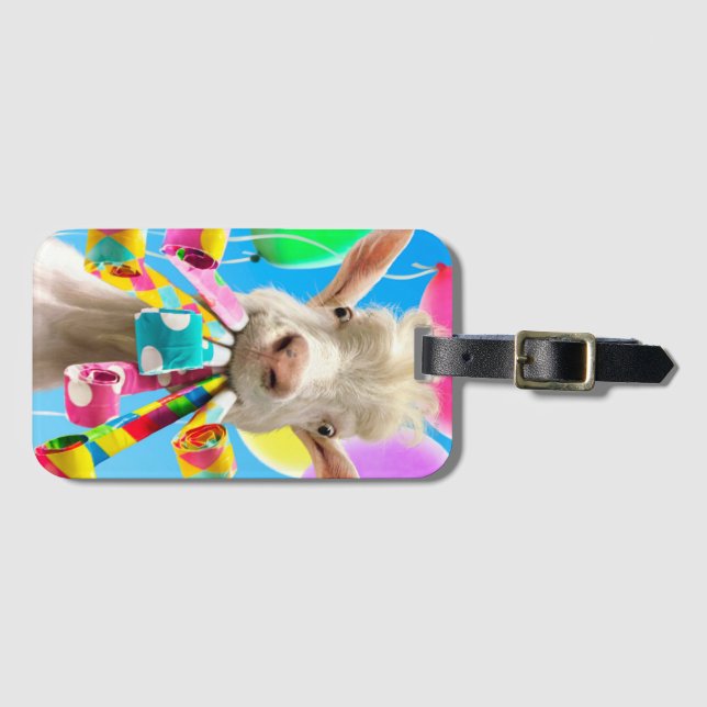 Etiqueta Para Maletas Goat with Party Blowers (Anverso horizontal)