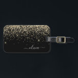 Etiqueta Para Maletas Gold Black Girly Purpurina Sparkle Monograma Nombr<br><div class="desc">Nombre del Monograma del Purpurina de la espuma dorada y negra y almohada inicial. La almohada hace el dulce perfecto cumpleaños de 16 años,  boda,  ducha de novia,  ducha de bebé o fiesta de soltera regalo para alguien decorando su habitación con estilo.</div>